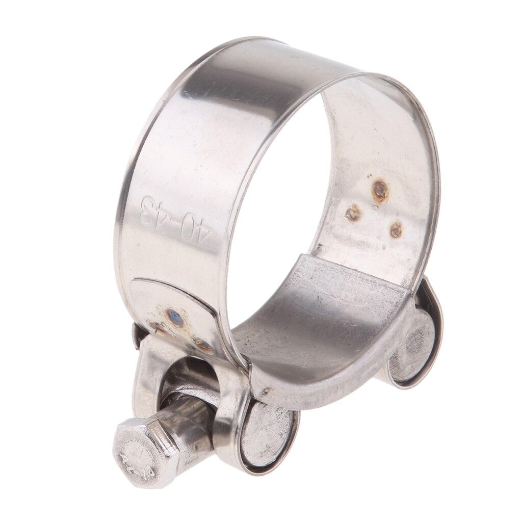 Abrazadera de tubo de escape de acero inoxidable para motocicleta, accesorio de alta resistencia para silenciador tipo deslizante, 32-55mm: 40-43mm