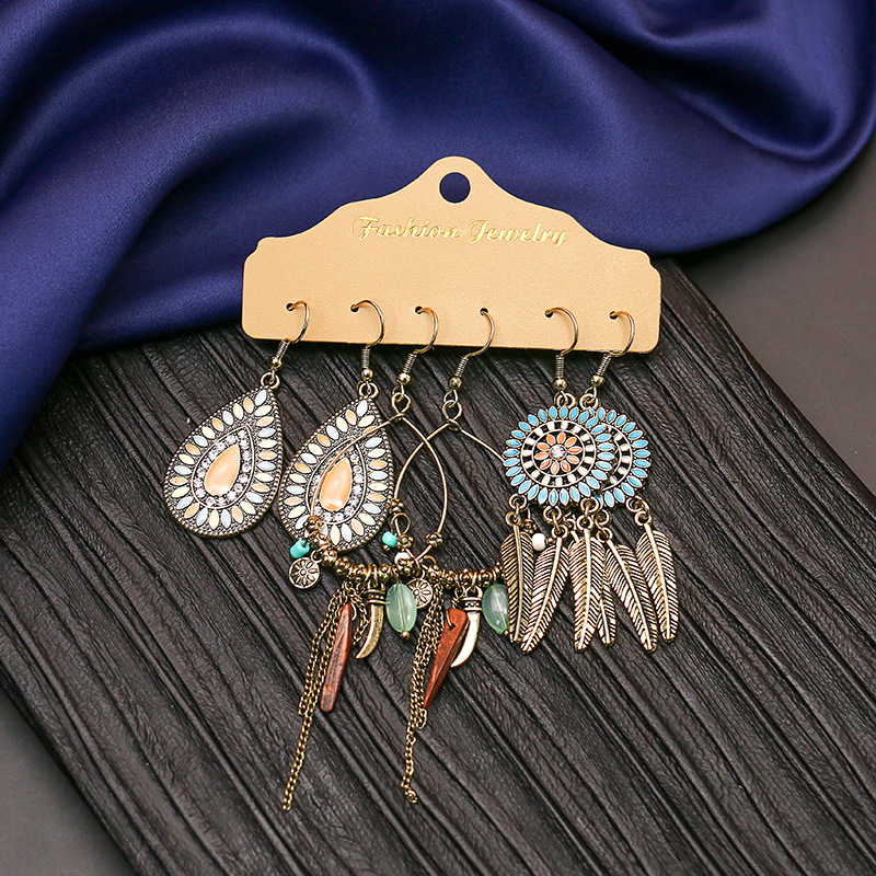 Vintage etniczne kolczyki Boho ze stopu zestaw Indian biżuteria Tassel spadek kolczyki dla kobiet kwiat biżuteria akcesoria: Style 11