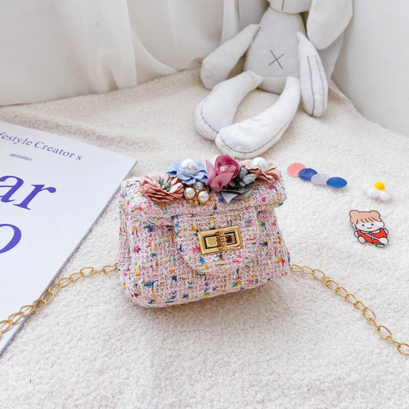 Mini bolsa estilo coreano mulheres de lã cruz sacos de corpo bonito meninas princesa bolsas e bolsas pérola do bebê embreagem bolsa