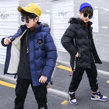 Vestes d'hiver chaudes pour garçons de 12 à 13 ans, costumes d'hiver à capuche pour adolescents, vêtements d'extérieur doublés chauds,