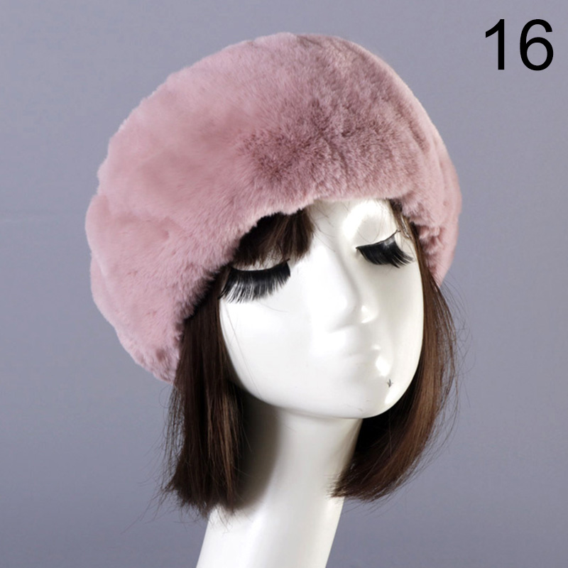 Winter Elastic Earmuffs Turban Thick Furry Hairband Fluffy Russian Faux Fur Women Fur Headband Hat Outdoor Earwarmer Ski Hats: 16