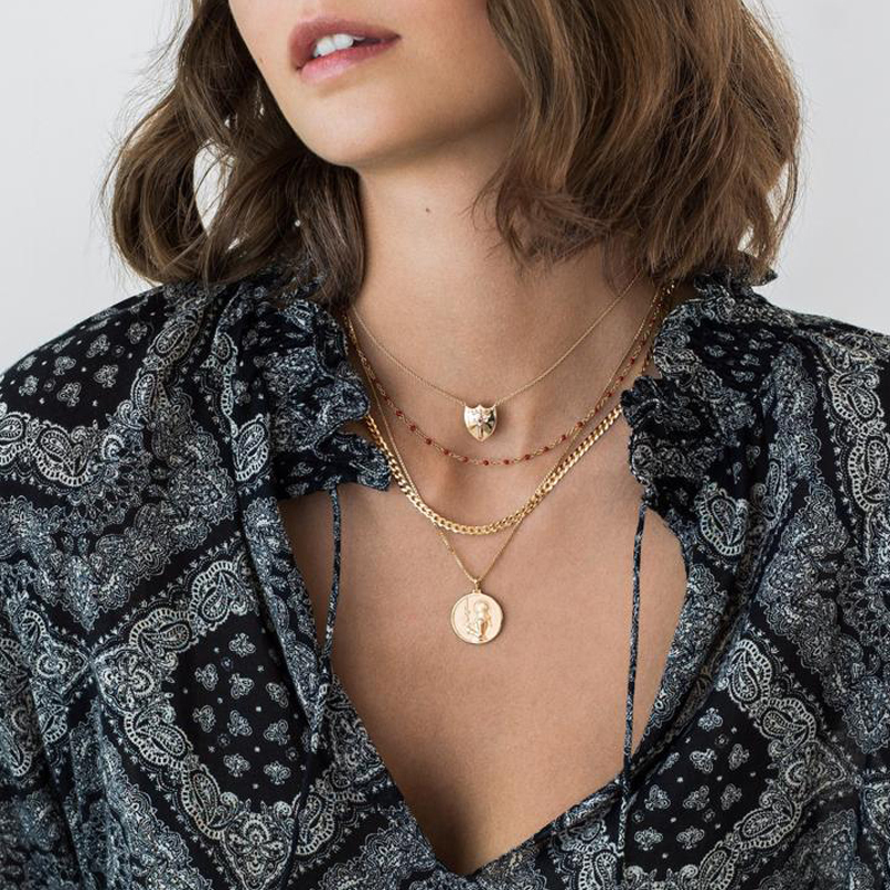 Collane con ciondolo devanna d&#39;arco per donna catena in oro in acciaio inossidabile rotonda antica dea greca simbolo collana gioielli regali