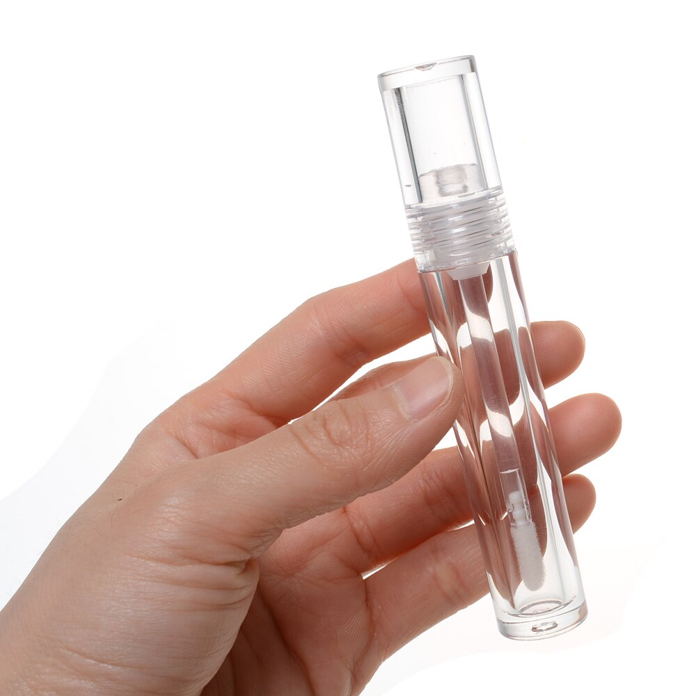 1 stk runde gennemsigtige tomme lipgloss tuber genopfyldelige lip glaze læbepomadeflasker med gummiindsatser gør-det-selv-sminkeværktøj 3.5ml: Default Title