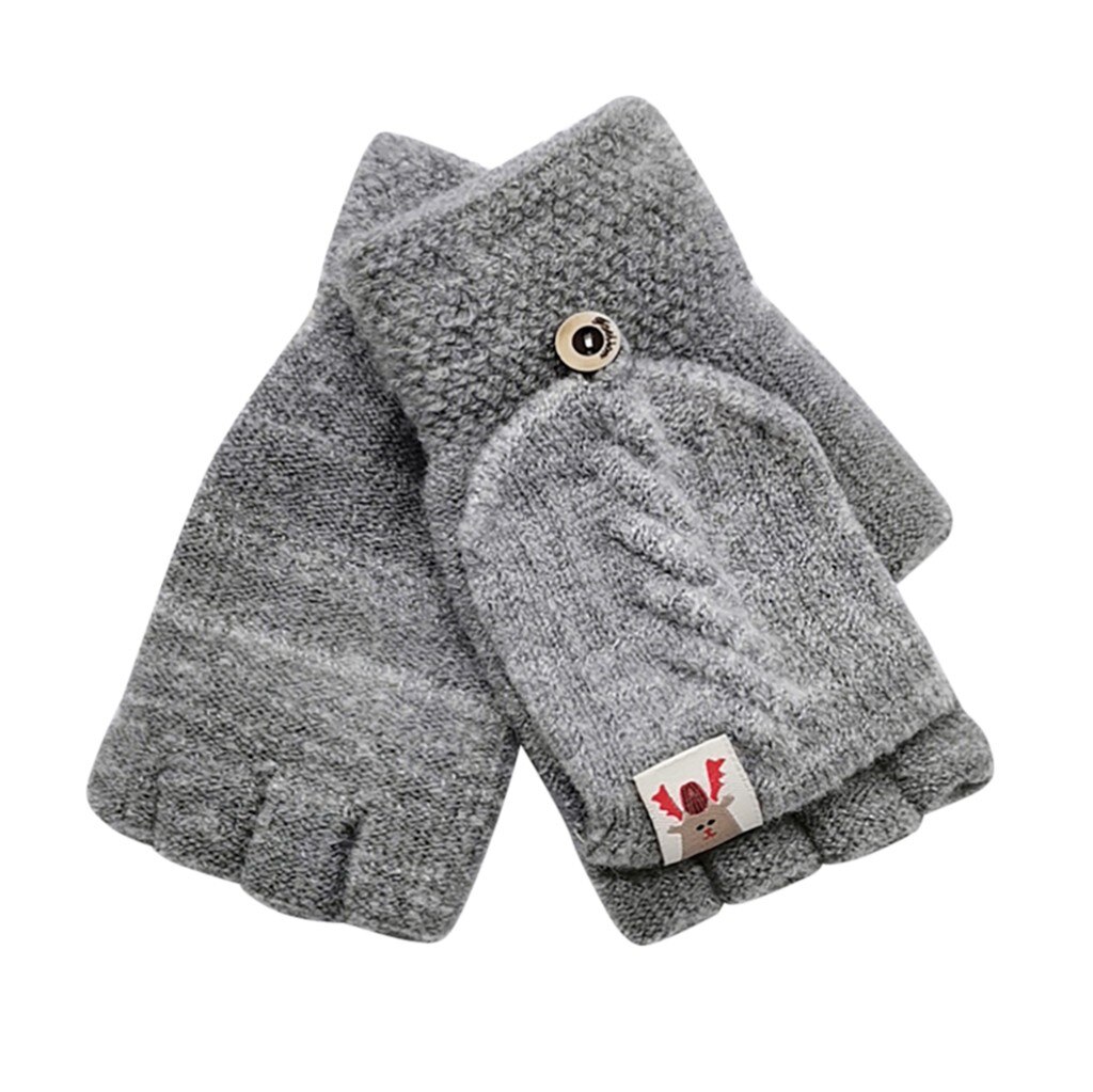 Guanti invernali moda bambini bambini uomo donna inverno mantieni caldo dolce lavorato a maglia convertibile Flip Top guanti senza dita: GY