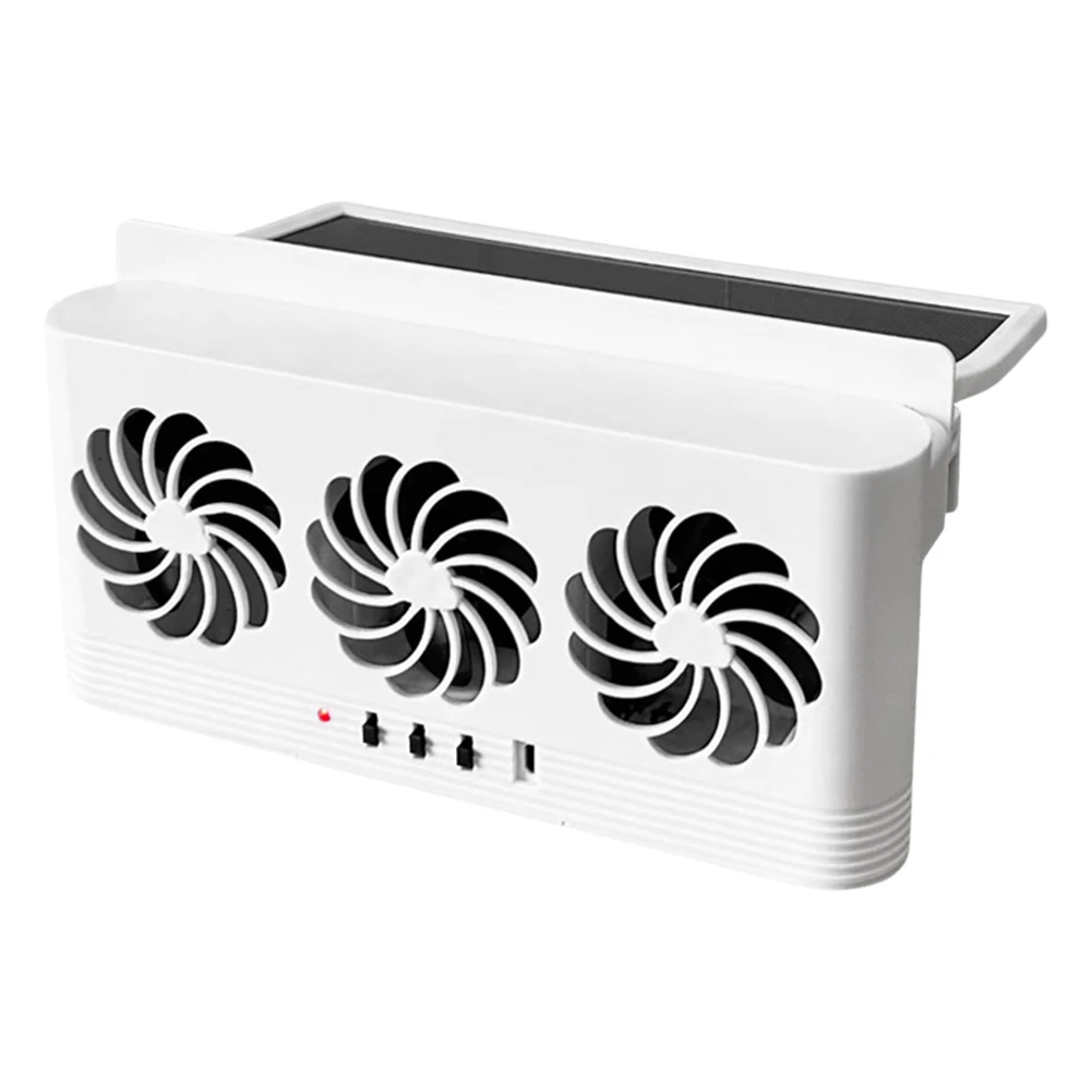 Solar Powered Car Radiator Cooling Fan with 3 Air Outlets Car Window Air Vent Fan USB Powered Auto Ventilation Fan for All Cars: Orange