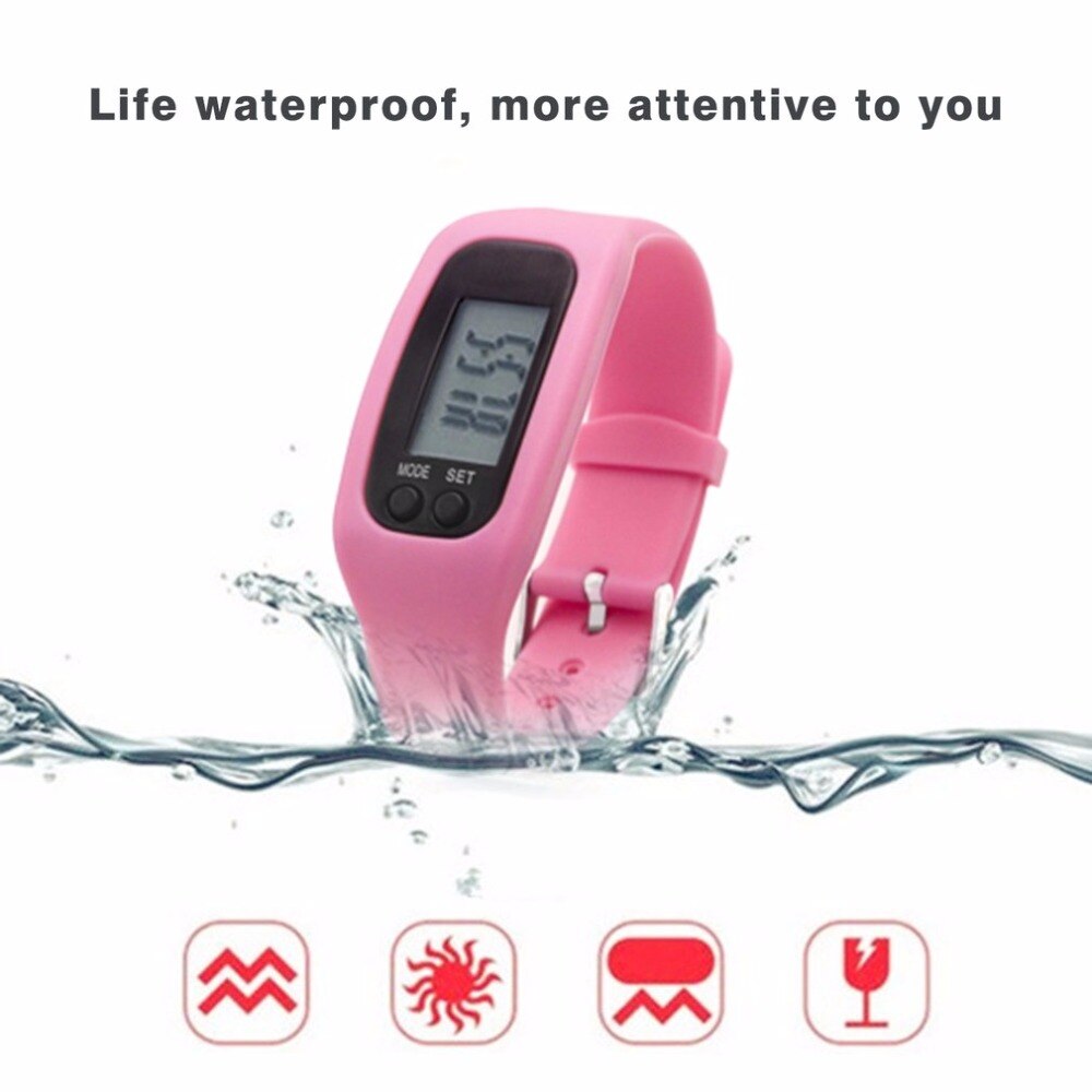 Lcd Smart Horloge Armband Stappenteller Sport Monitor Running Sporten Stappenteller Fitness Siliconen Polsbandje Smartband