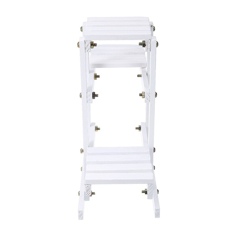 White Wooden Plant Flower Pot Shelf Stand Holder Garden Balcony Display Rack Wrought Multi-layer Interior Decoration Floor Space