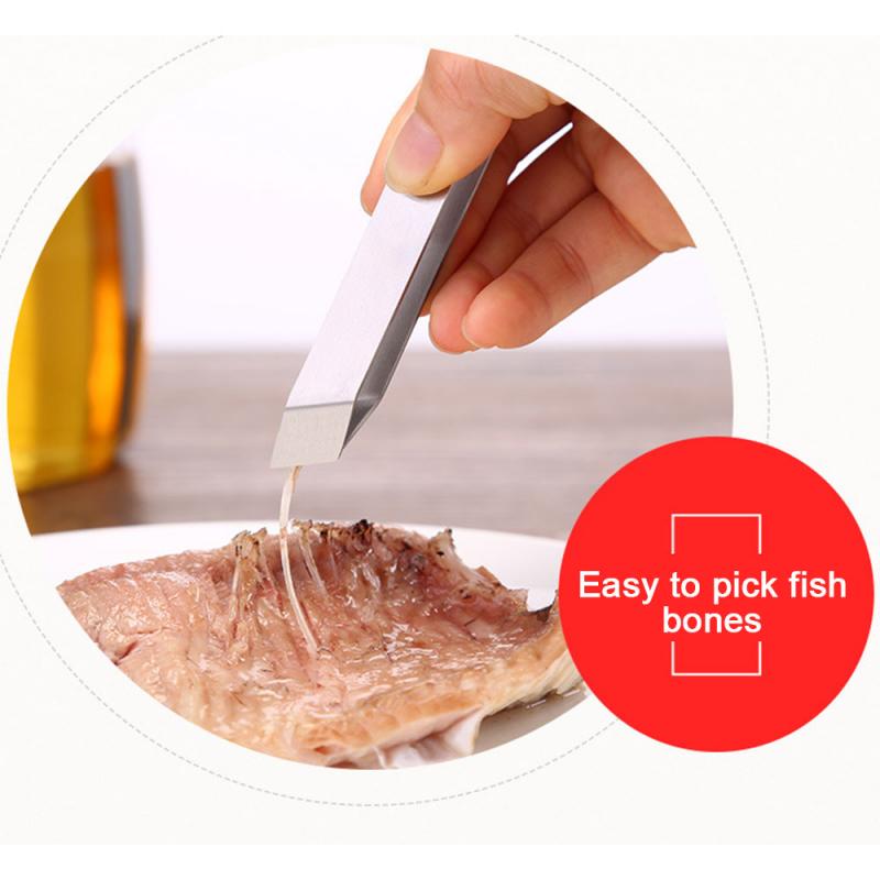 Stainless Steel Fishbone Tongs Metal Fish Hair Remover Kitchen Stubbs Plucking Fur Bones Clip Tong Tweezers Animal Pliers BBQ