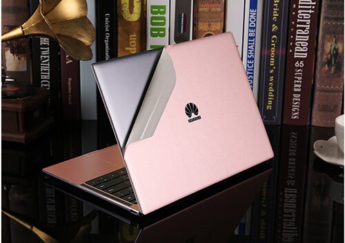 4 in 1 beskyttelsesklistermærker til kropsdæksel til 13.9 "huawei matebook x pro touch laptop top/bund håndfladestøttehud: Rose guld