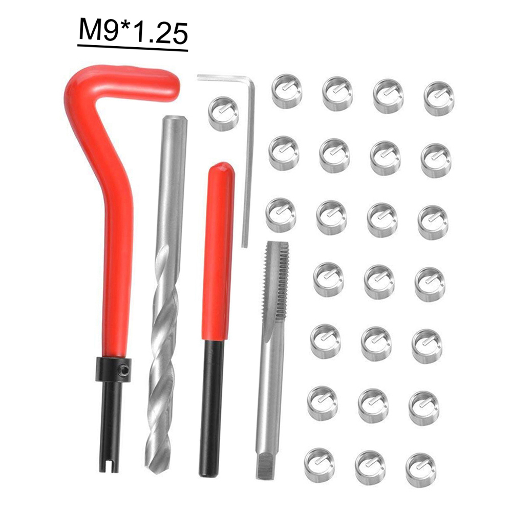 30 Uds Kit de inserción de reparación de hilo métrico M3 M4 M7 M9 M11 Helicoil Car Pro herramienta de bobina 304 bolsa de herramientas de reparación de automóviles de acero inoxidable: orange