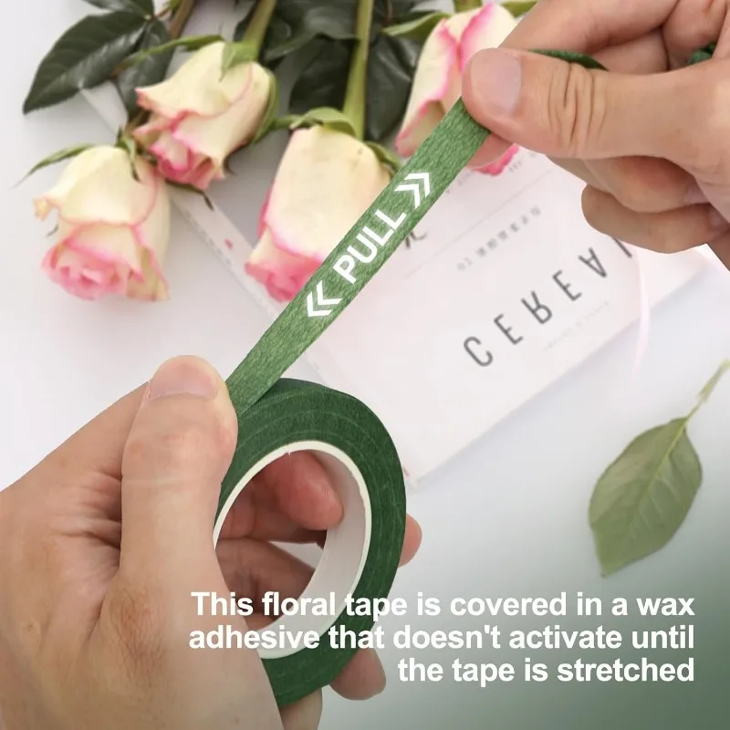 1/20 rollos de cintas florales de ramo verde, cinta autoadhesiva de papel para envolver estambres, decoración de flores DIY para accesorios de de boda de floristería