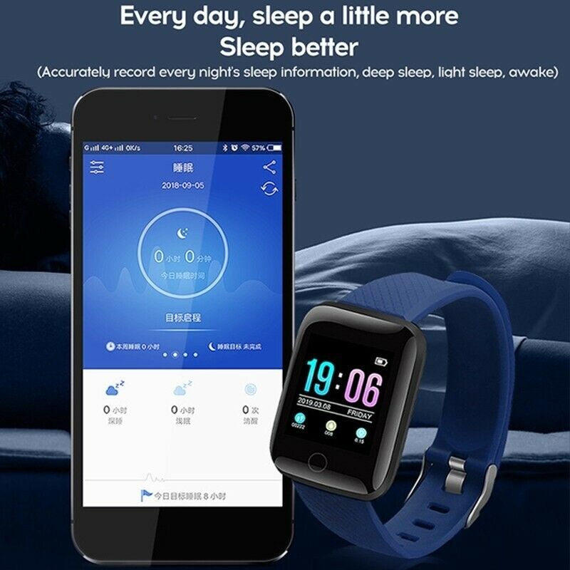 116 Plus Smart Armband Horloge Bluetooth 4.2 Smart Horloge Hartslag & Zuurstof Bloeddruk Sport Fitness Tracker