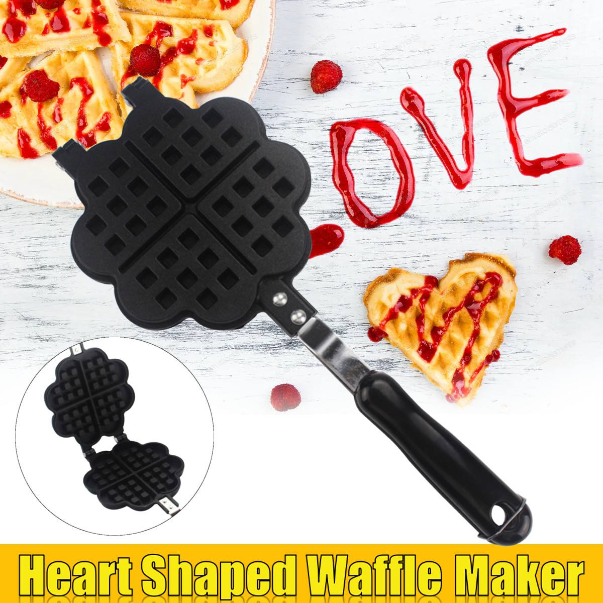 Taiyaki-Molde de fundición antiadherente japonés con forma de corazón en forma de pez, utensilios para hornear, gofres, Pan, pasteles, tortitas, cocina casera, 2 caras: 01