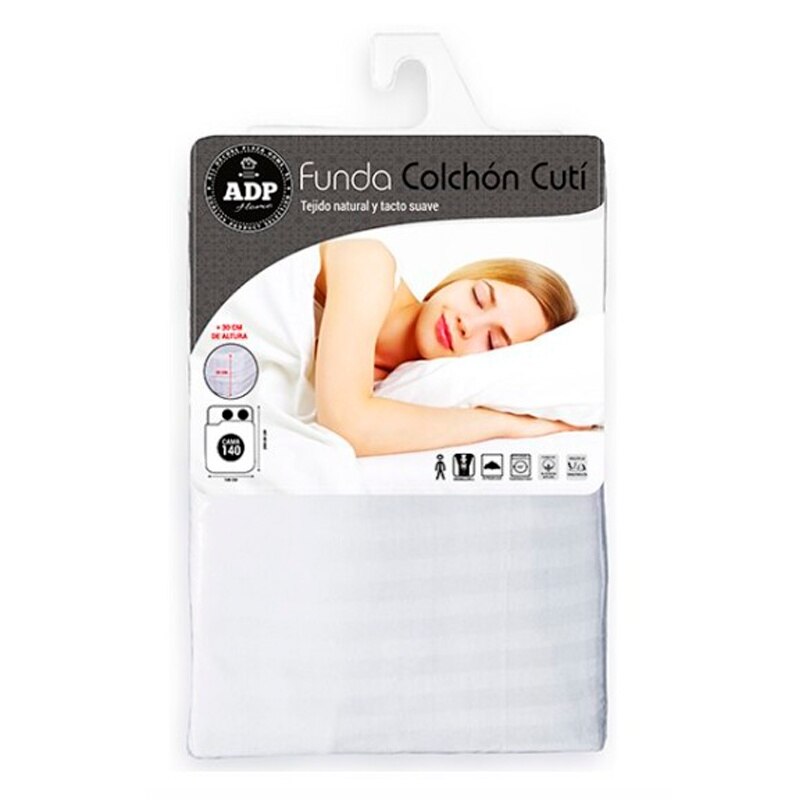 ADP Home - Funda de Colchón Cutí, Algodón 100% Natural, con Cremallera en L, Antimanchas, Tejido suave