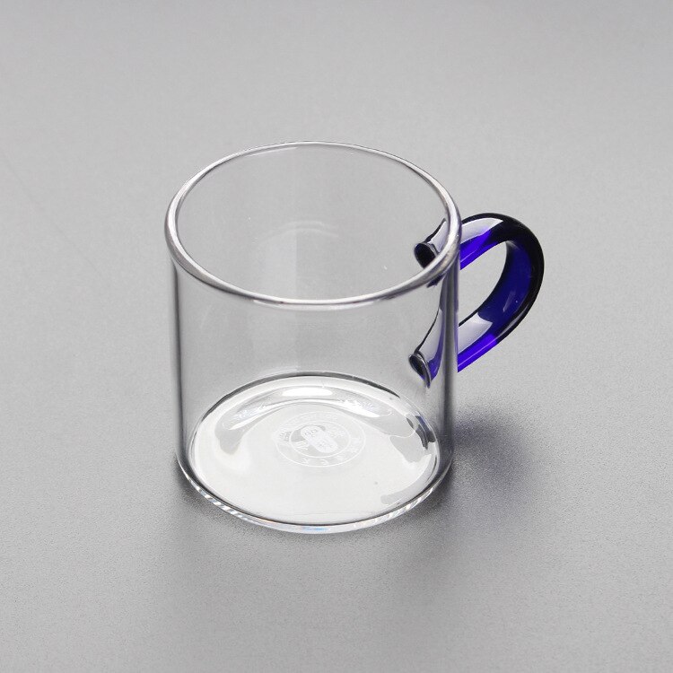 90ml Glass Small Tea Cup High borosilicate Transparent shot glasses set Heat Resistant Glass Small Tea Cup With Color Handle: Blue