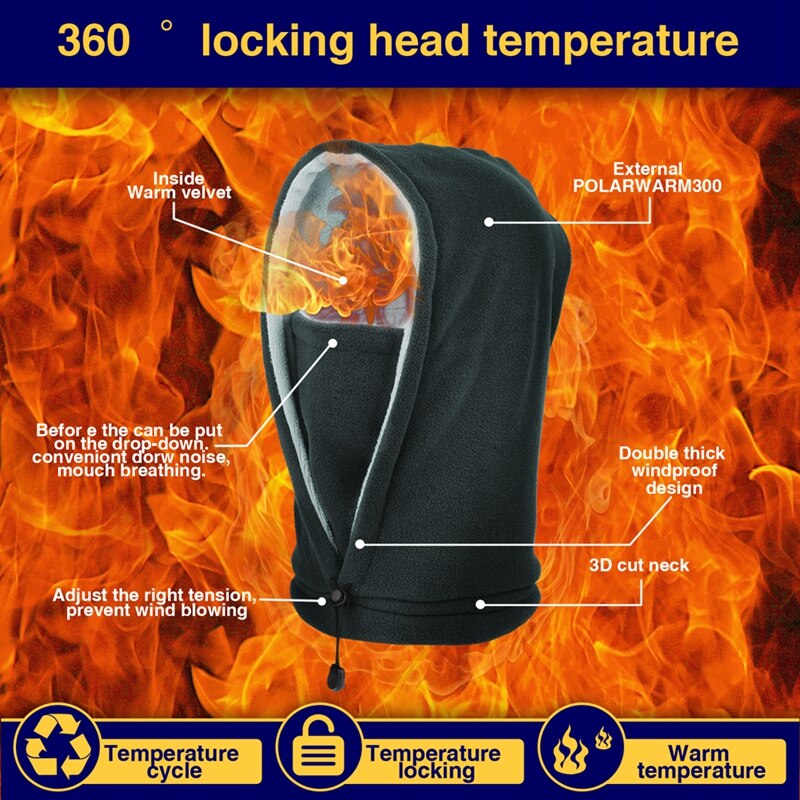 Ritoper vinter fleece balaclava mænd kvinder beanie varm tykkere hat tørklæde hals sport maske udendørs skiløb cykling skullies