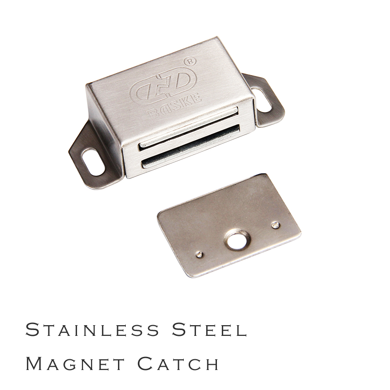 Pestillo magnético para puerta de muebles, pestillo de material cepillado de acero inoxidable con efecto de metal