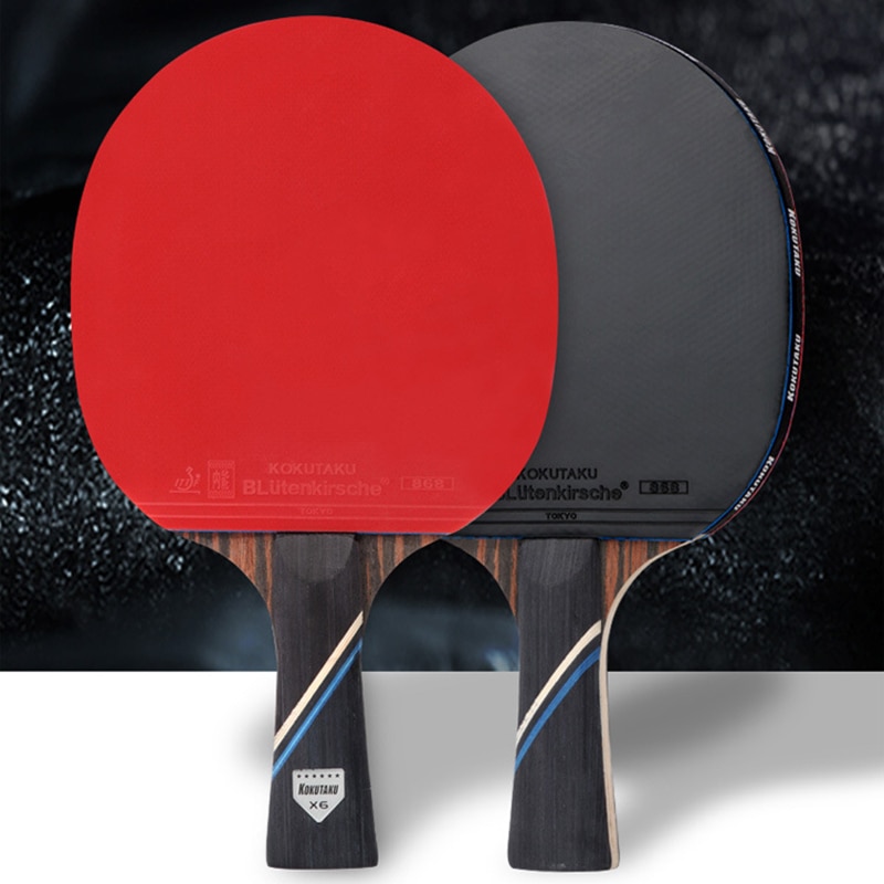 1 Pair 6-stars 7 layers Wood table Tennis Bat Racket Long Short Handle Ping Pong Racket Pimples in For Competition