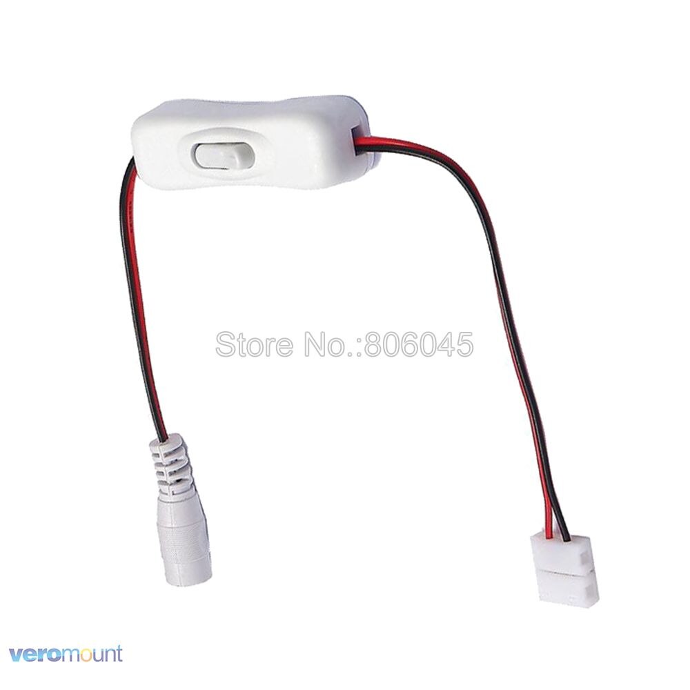 ON/OFF Switch with Female Power Cable DC 5.5x2.1mm & 8mm / 10mm Easy Solderless Snap Connector for 12V 24V LED Strip Light