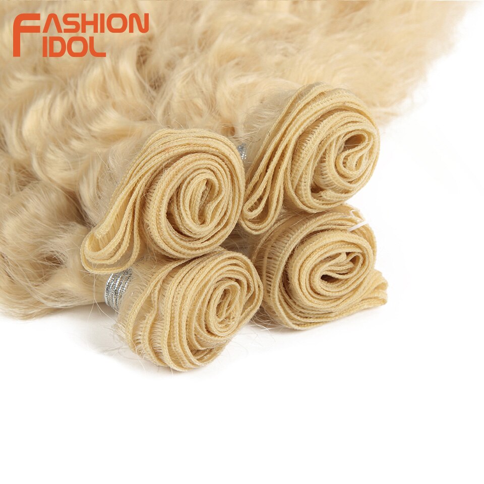MODA ÍDOLO Onda Solta Feixes de Cabelo Encaracolado 4 Pçs/lote 26 Polegada Feixes de Cabelo Tecer Ombre 613 Branco Suave Sintético da Extensão Do Cabelo Longo