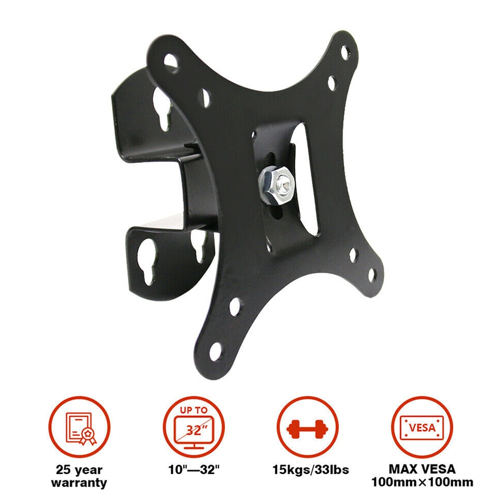 Swivel Home Adjustable Tilt TV Wall Mount Monitor Stand Black Easy Install Bracket Durable Holder For Computers Universal Steel