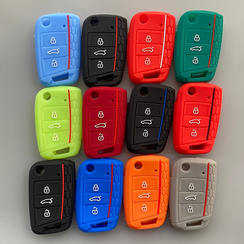 Funda de Gel de sílice para llave de coche, cubierta de 3 botones para Volkswagen Golf 7 mk7 Seat Ibiza Leon FR 2 Altea Azteca para Skoda Octavia