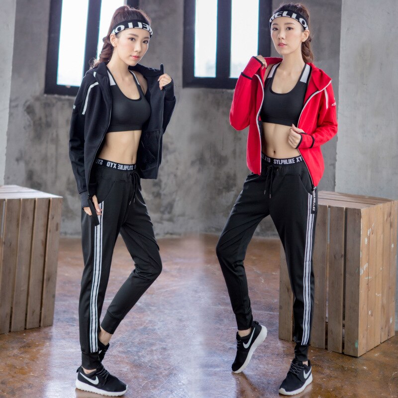 South Korea Fitness Suit Loose Running Women's Morning Running Long Sleeve lady Suit Zipper Quick Dry Fitness Suit sweatsuit