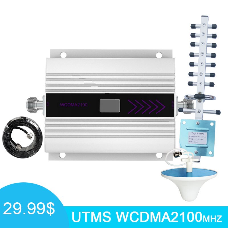 3G Signal Booster Repeater 2100MHz - 60dB Gain LCD WCDMA Mobile Signal Amplifier for Home & Office