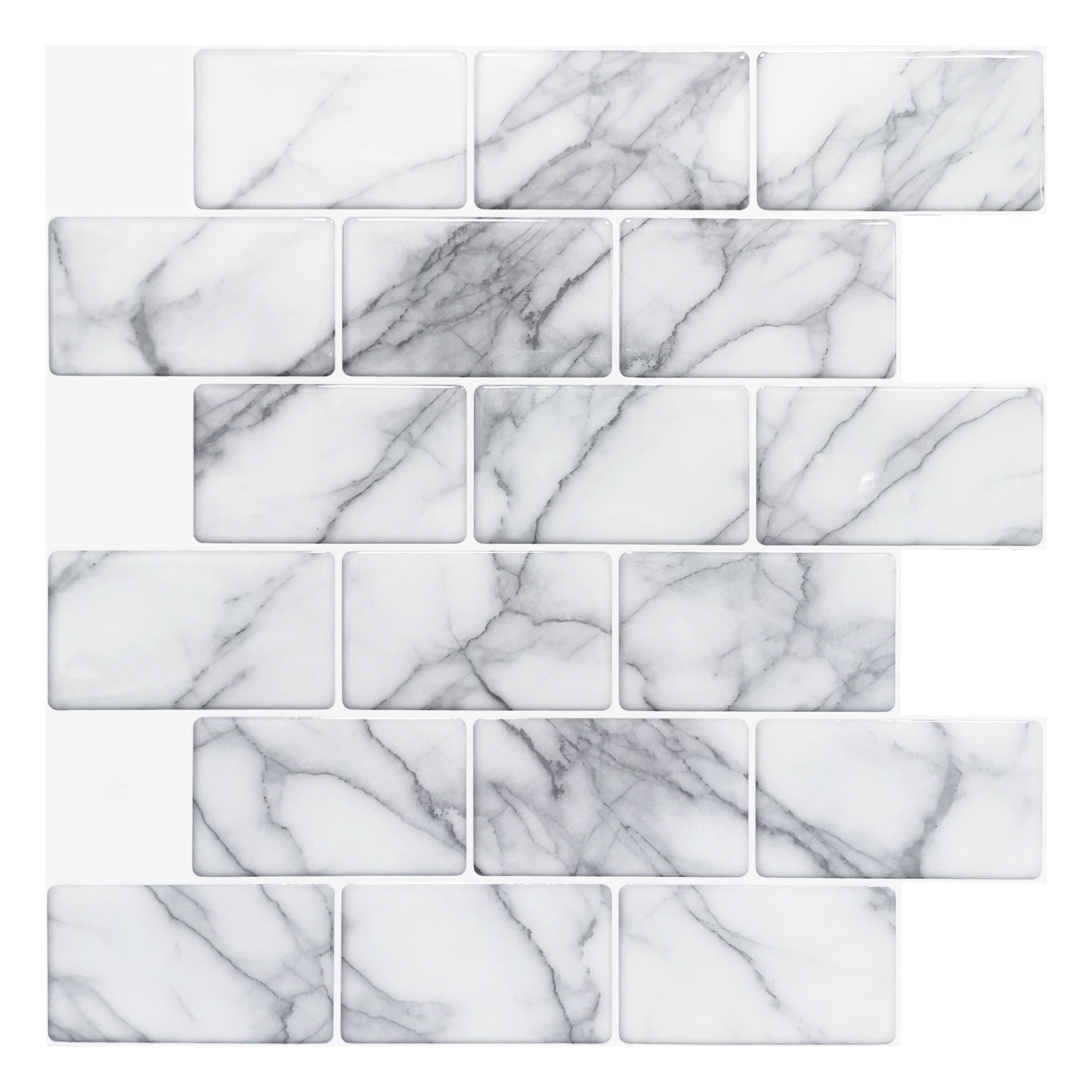 Art3d Peel and Stick Backsplash Tile for Kitchen Grey Marble 10 Pieces 12''x12''