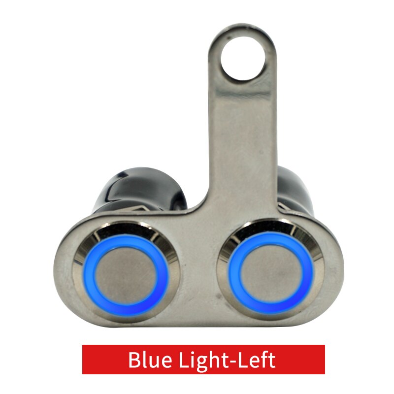 Stainless Steel Motorcycle Switch ON-OFF Handlebar Adjustable Mount Waterproof Switches Button DC12V With LED Light: Blue Light(Left)