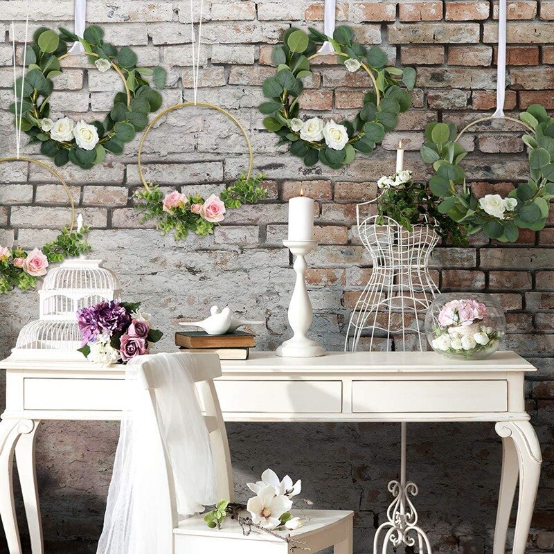 4 Pack 14 Inch Large Metal Floral Hoop Wreath Macrame Gold Hoop Rings for DIY Wedding Wreath Decor Dream Catcher