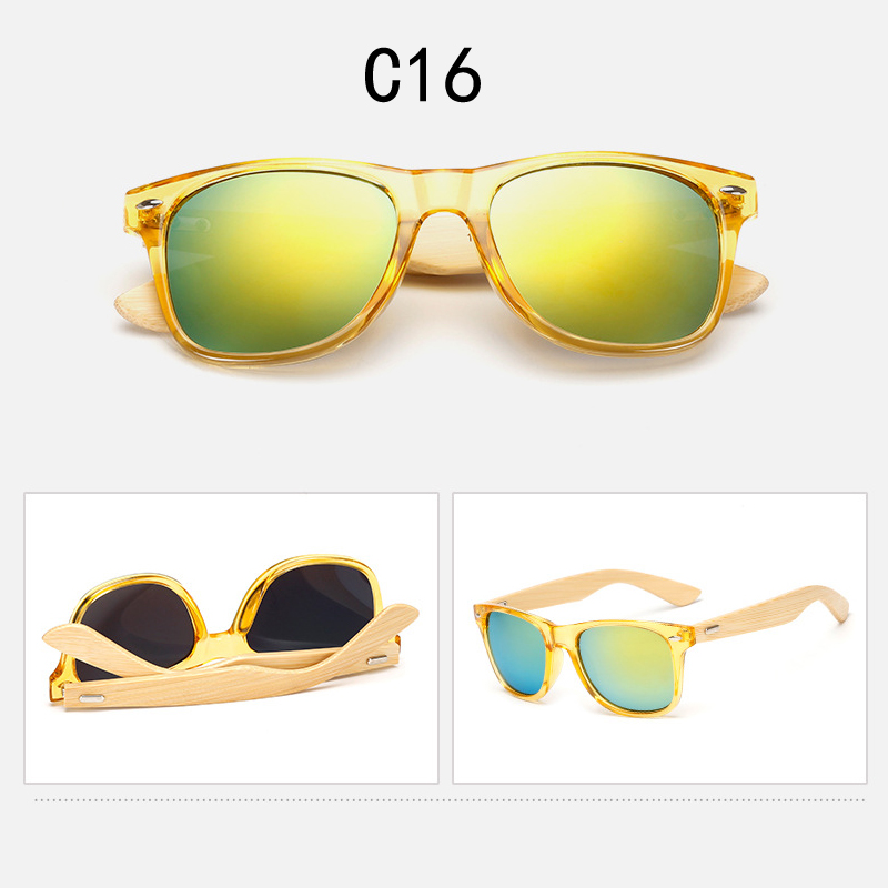 16 color Bamboo Sunglasses Men Wooden Sunglasses Women Brand Mirror Original Wood Sun Glasses retro de sol masculino
