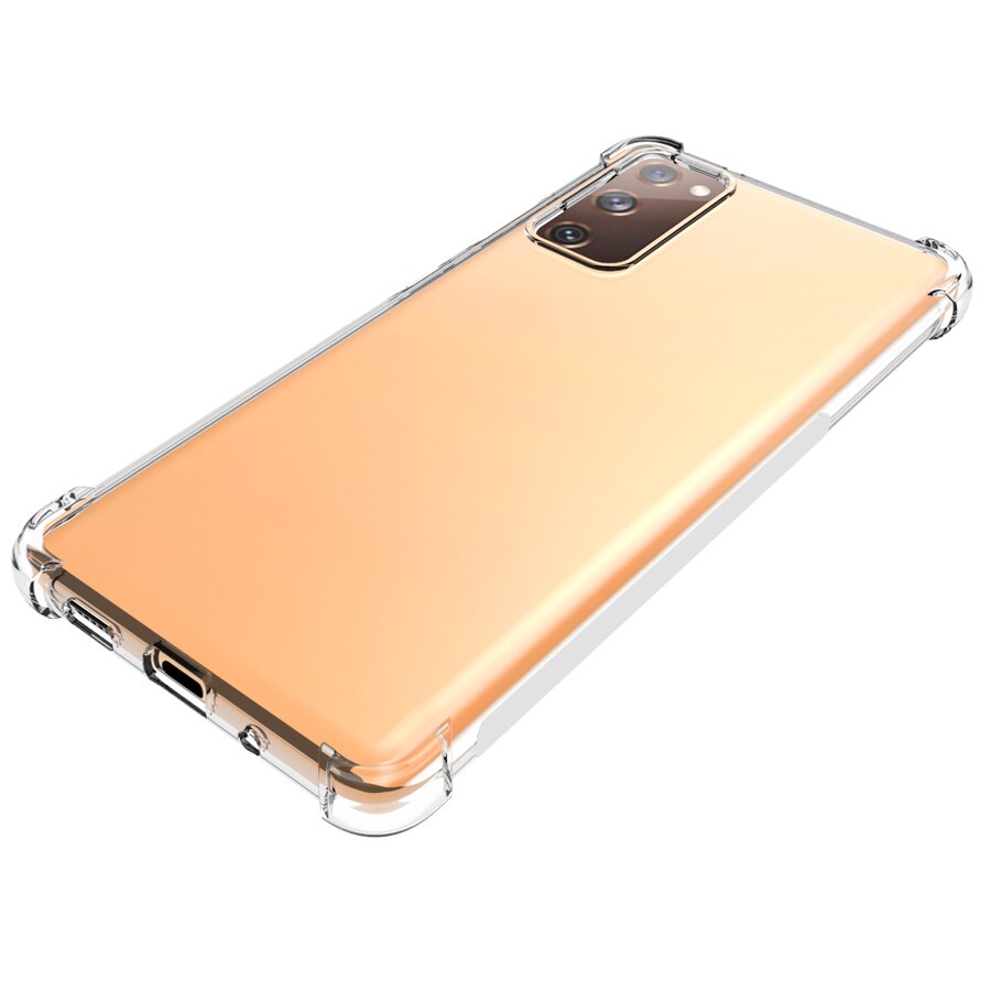 Transparente para Samsung Galaxy S20 FE caso + vidrio templado TPU Gel suave caja de piel S20 edición Galaxy S20 Lite funda