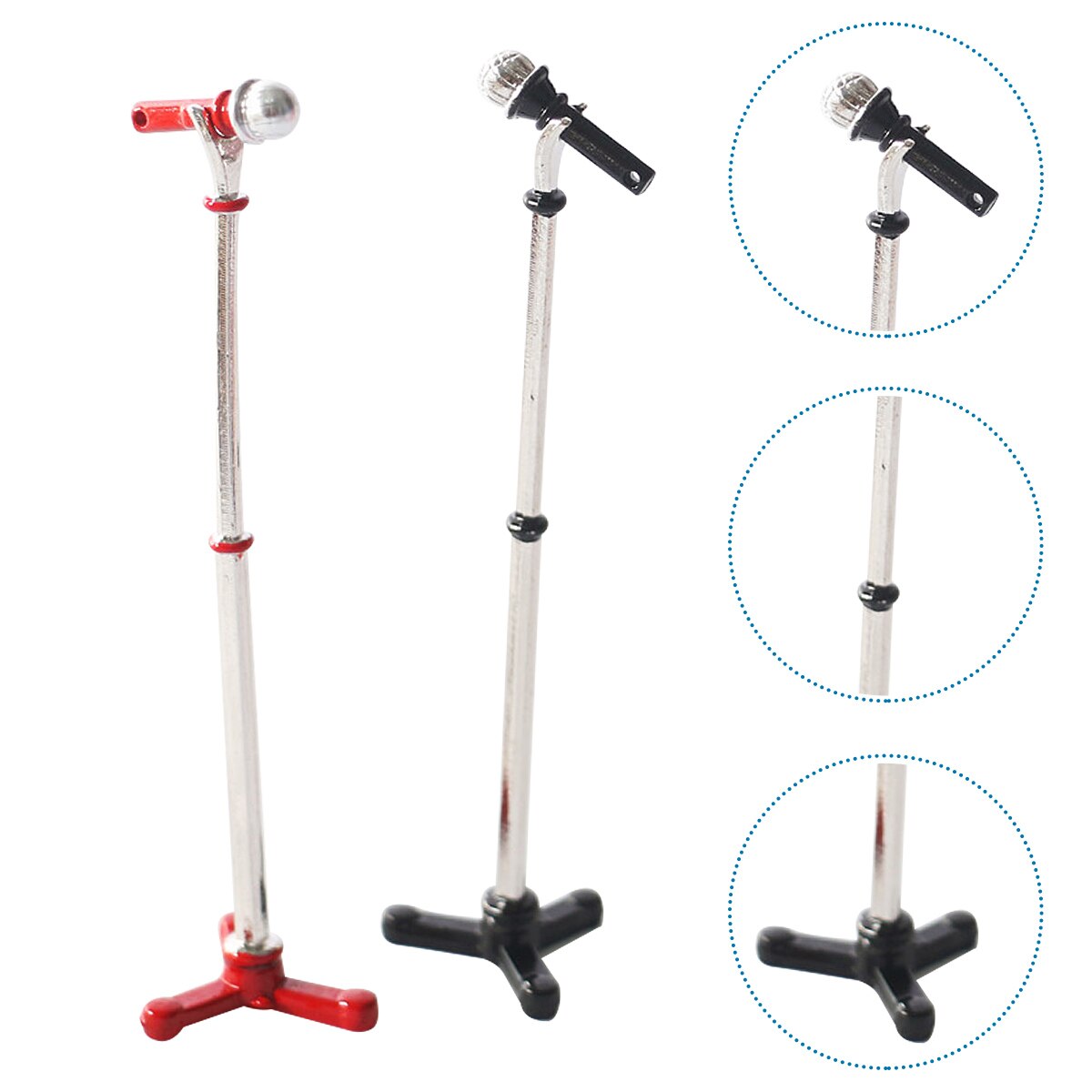 2 Sets Miniature Microphone Mini Microphone Model Mini Doll House Microphone Rack