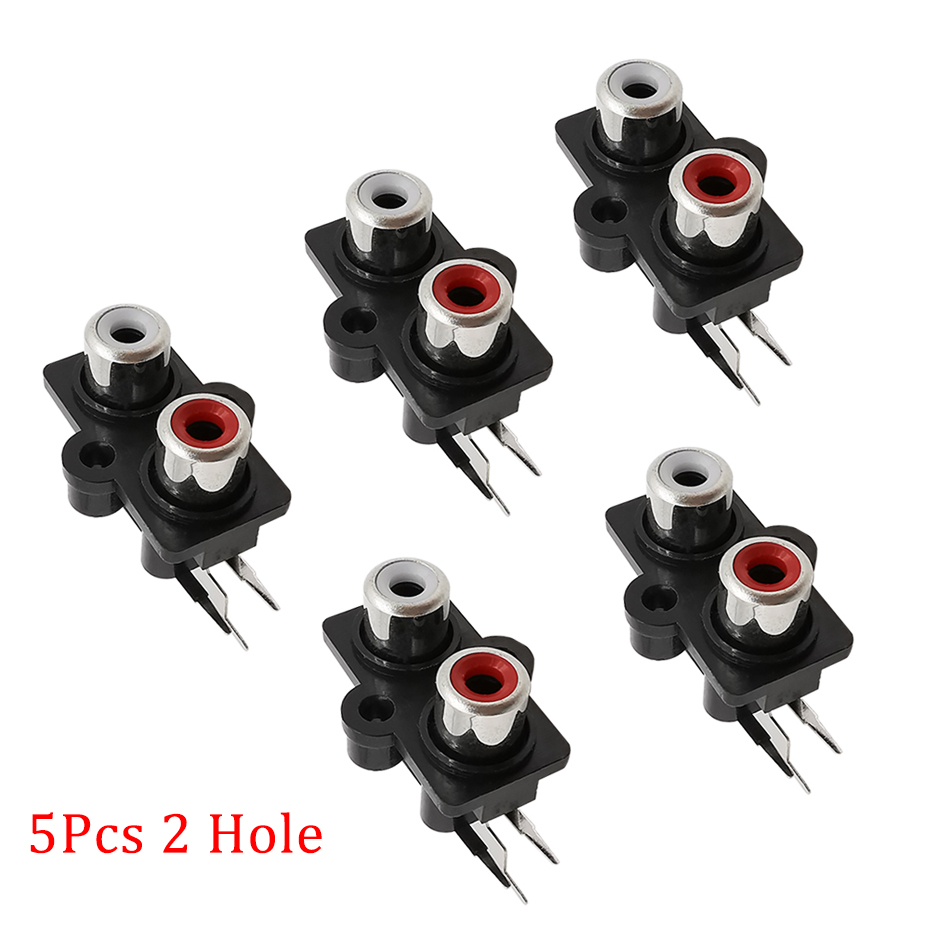 5Pcs/Lot 2/4/6 Hole RCA Female Stereo Audio Jack AV Audio Input Socket Connector Lotus Row Amplifier Interface Signal Connection: 2 Hole Black
