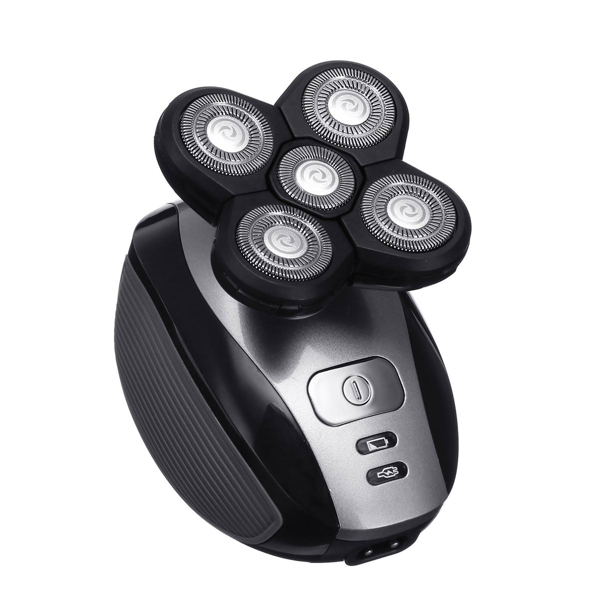 5 in 1 Multifunction Electric Shaver Hair Trimmer Clipper Bald Machine 5 Heads Rechargeable 4D Floating Head Electric Razor: black