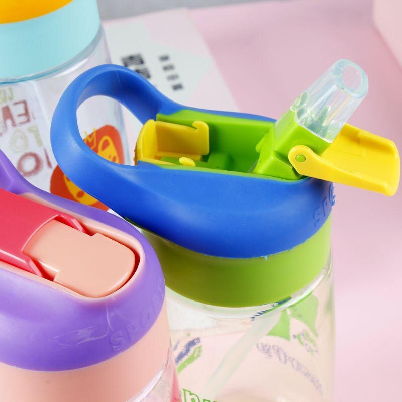 Bebis lärande vattenflaskor med sugrör matningsflaska sippy flaska stor mun barn pp läckagesäker träning 500ml koppar flaska