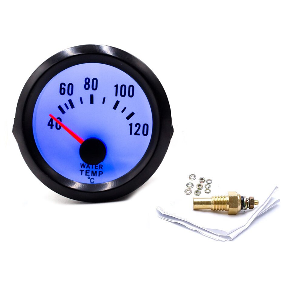 Auto Water Temp Gauge 2 ''52Mm 40-120 Graden C Water Temp Gauge Blauwe Led Met Sensor zwart Of Wit Shell