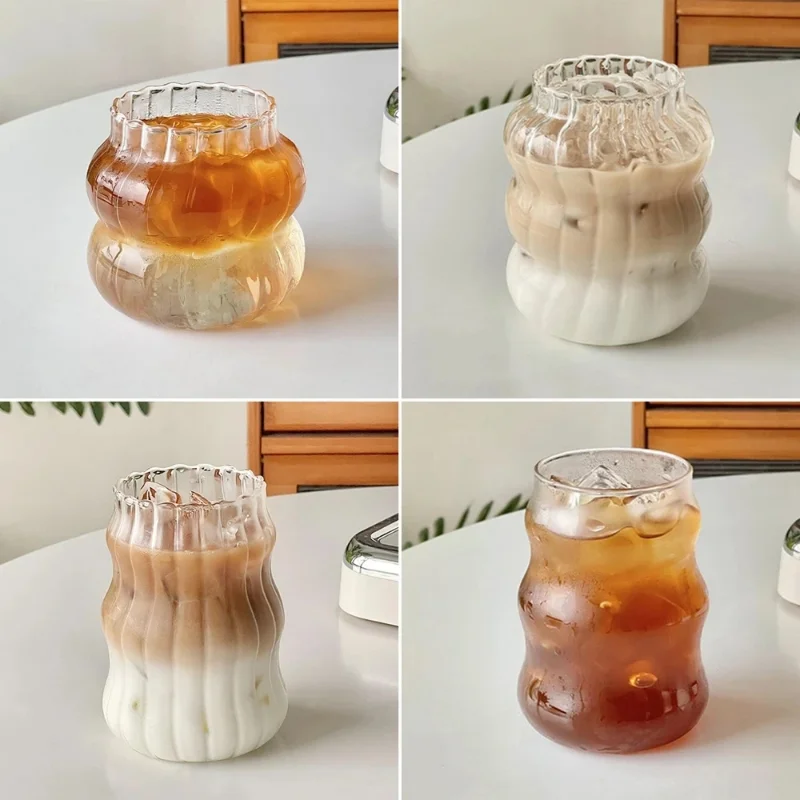 Taza de cristal Ins creativa, vaso resistente al calor, té transparente, jugo, leche, café, vasos de agua para el hogar, vasos de cóctel y cerveza