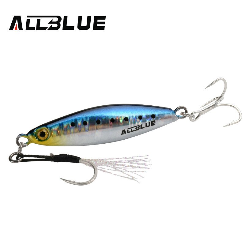 ALLBLUE-Plantilla de Metal de fundición de husillo, 20G, 30G, 40G, lanzar orilla, Jigging, cuchara, señuelo para pesca de lubina, cebo Artificial, aparejos giratorios: 30g / Color H