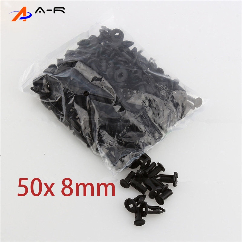 50x 8mm plastic skærmclips krop nittehul atv quad utv push pin clips til polaris sportsman rangers rzr 550 850 xp 7661855