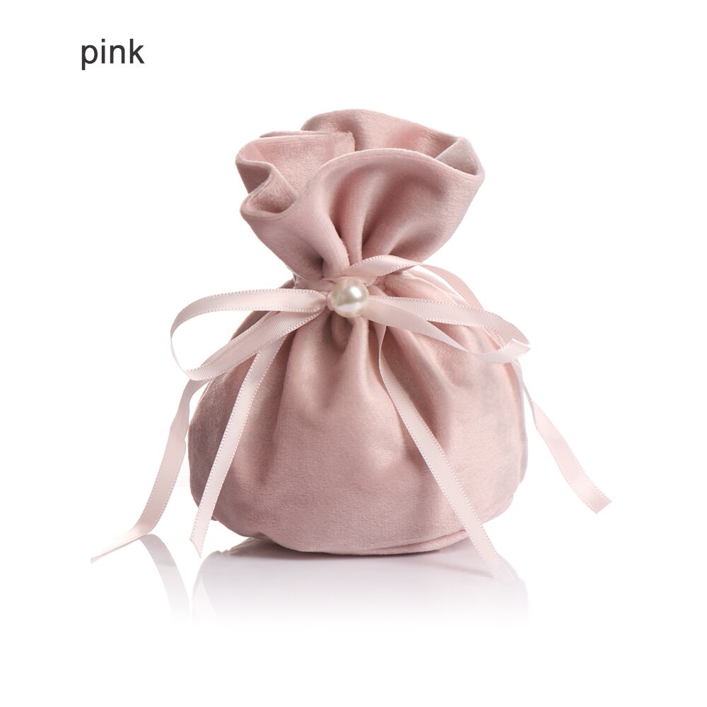 Trekkoord Zoete Candy Pouch Fluwelen Koord Tassen Multifunctionele Sieraden Bag Baby Shower Accessoires Bruiloft Gunsten: Roze