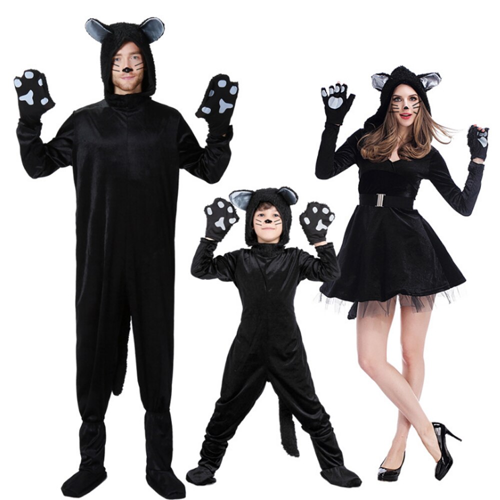 Ouder-kind Outfit Leuke Kleuterschool Jongen Beer Kat Animal Cosplay Jumpsuit Kinderen Dag Uniformen Halloween Kerst Kostuums