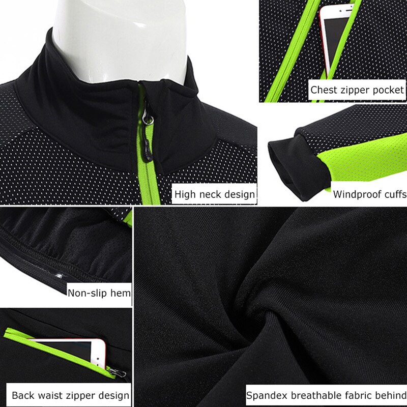 Arsuxeo winter warme fietsjas heren reflecterende fiets windjack mandarijn kraag winddicht mtb jas racefiets kleding