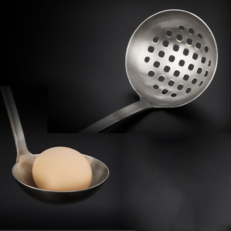 Stainless Steel Kitchen Ladle Long Handle Soup Scoop Slotted Ladle Spoon Colander Soup Skimmer Cooking Spoons Scoop Kitchen Tool