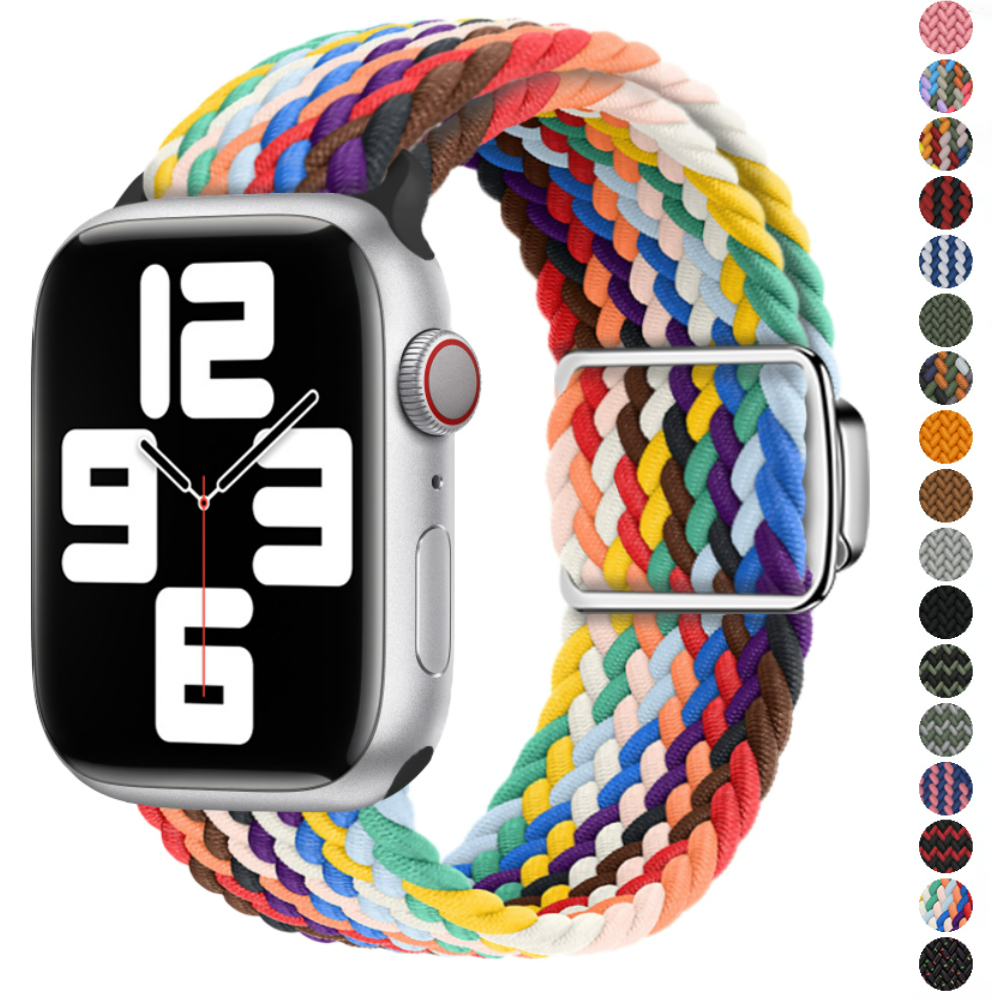 Nylon lusband voor Apple Watch Band 45 mm 44 mm 46 mm 42 mm 49 mm 41 40 38 mm Magnetische polsband iWatch-serie Ultra 10 9 8 7 6 5 SE
