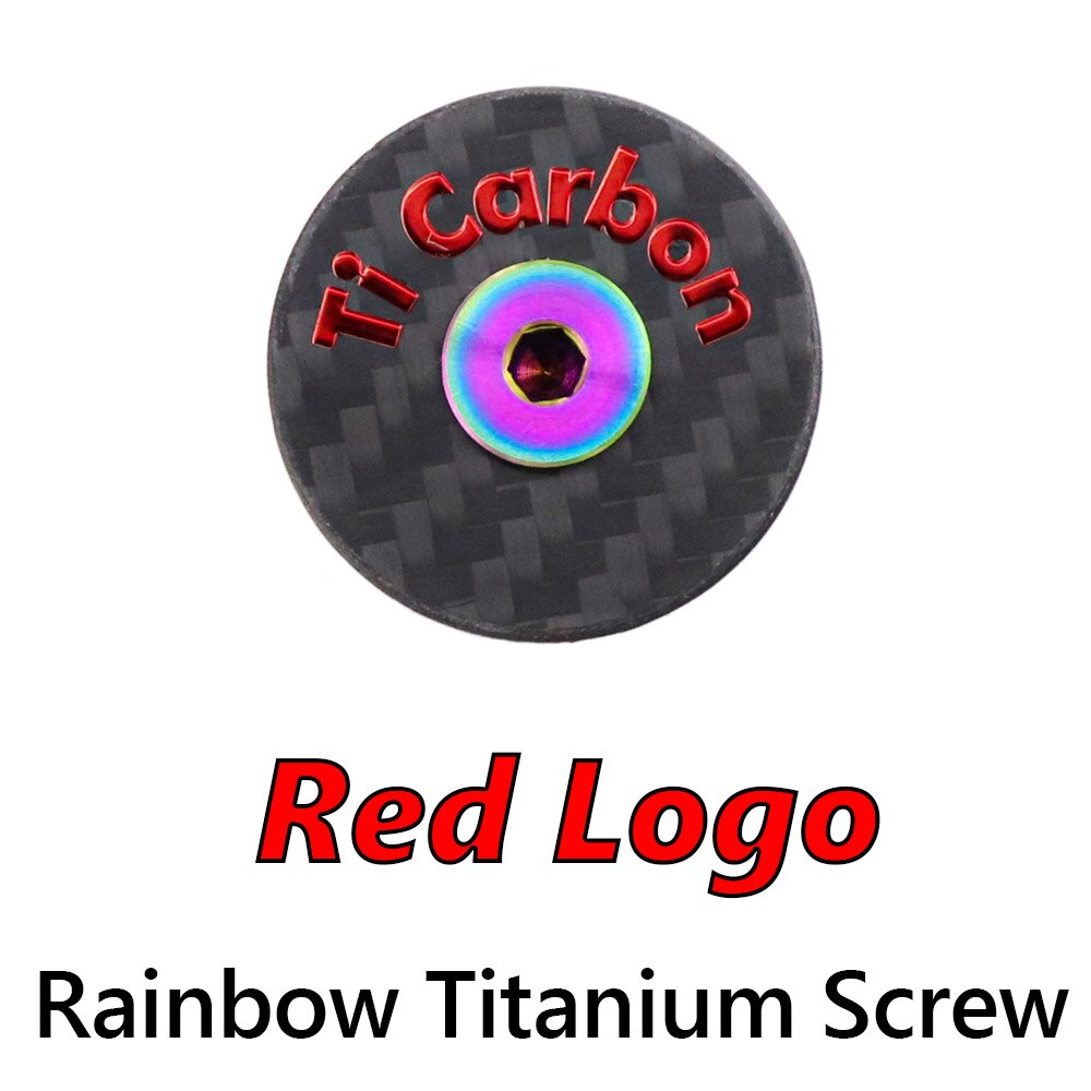 7g Carbon Bicycle Stem Headset Top Cap with Titanium Screw Headset Cover bike stem cover: Red Rainbow Ti
