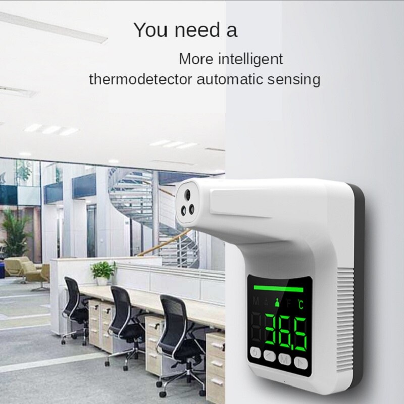 K3Pro Updated Forehead Digital Infrared Thermometer Non-Contact Wall-Mounted Fixed Electronic Voice Thermometer for Store Office