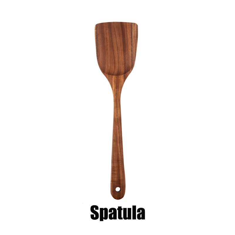 7 Uds. De cucharas de madera para cocinar juego de utensilios de cocina Cocina de madera conjunto de accesorios para cocina espátula de madera herramientas de cocina vajilla: Spatula