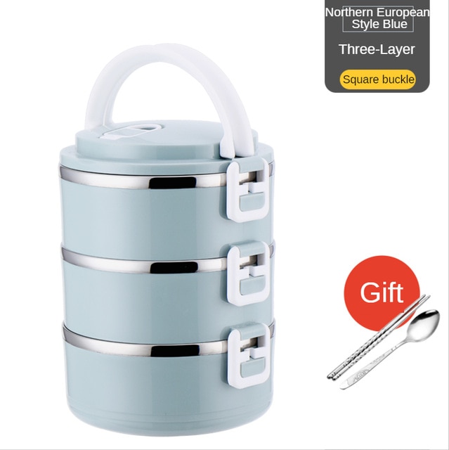 Container Stainless Steel Thermal Lunch Box Layers Sealed Grid Hidden Hand Tableware Students Adult Lunch Box